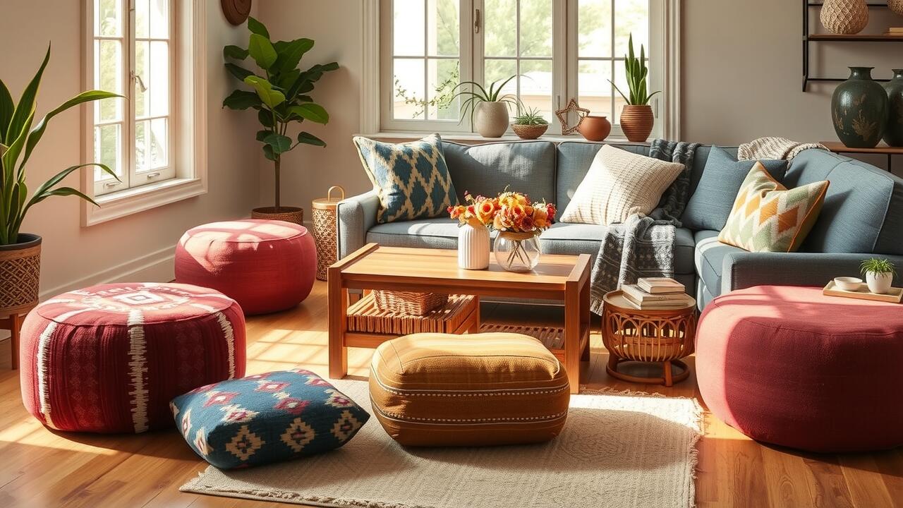 Versatile Kilim Poufs for Seating, Footrests, and Decor