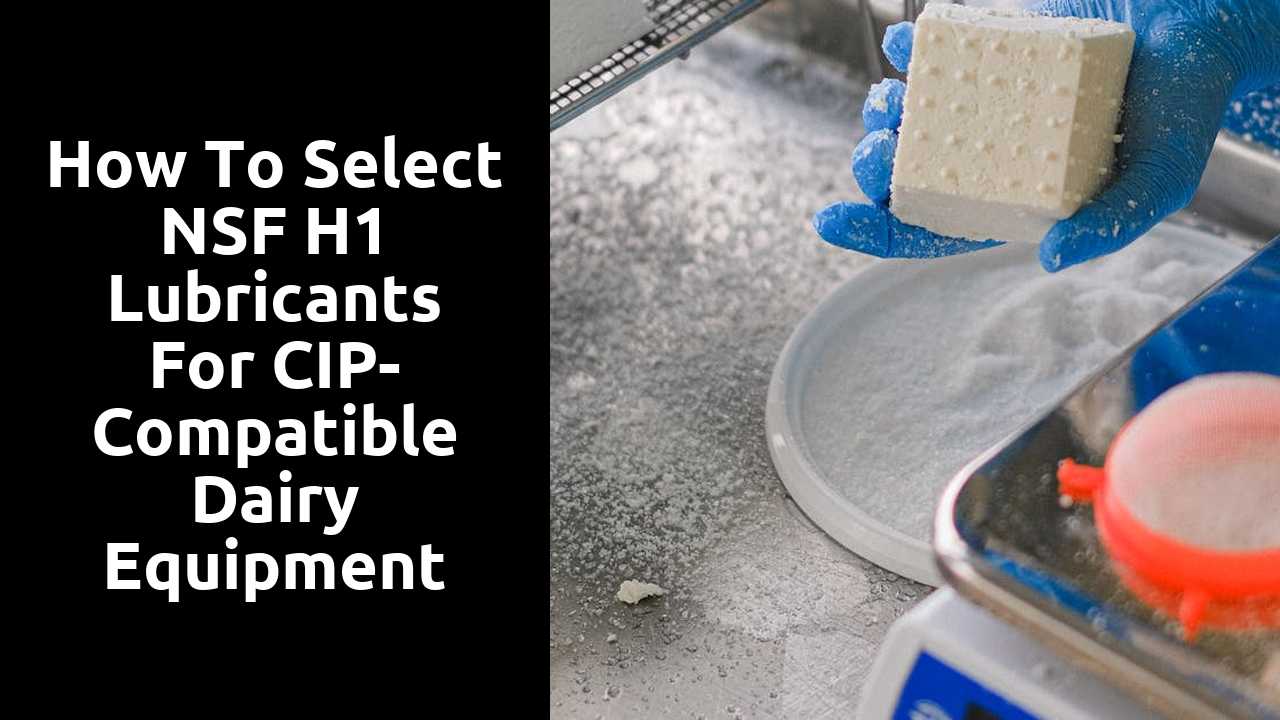 How to Select NSF H1 Lubricants for CIP-Compatible Dairy Equipment
