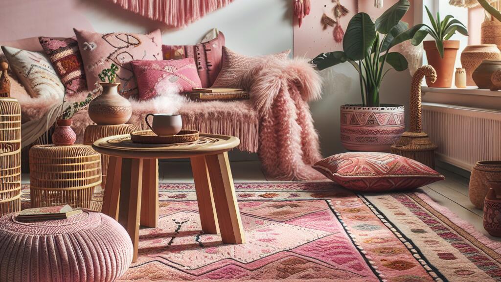 Handwoven Pink Berber Rugs